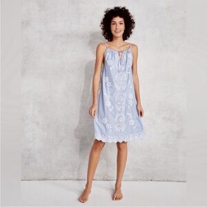 Haven Well Within  Blue dress or cover up with White Embroidery size XL